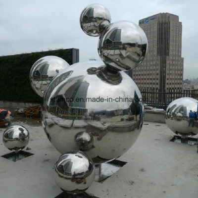 Escultura de metal al aire libre de bola de acero inoxidable personalizada para centro comercial