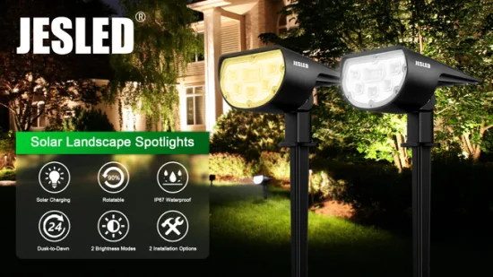 Jesled 14 LED Solar Landscape Spotlight Iluminación exterior Lámpara de pared inalámbrica Luces solares de jardín para pasarela