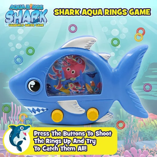 Aqua Rings Shark Handheld Retro Toys Nostálgico Car Activities Portable Road Trip Toys Calming Travel Water Game para niños